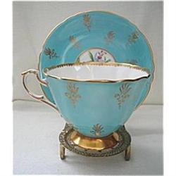 Paragon Aqua Floral Cup and Saucer #2232296