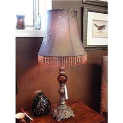 DESIGNER SILKEN MARBLE BRONZE BEADED LAMP #2233142