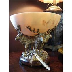 BRONZE DESIGNER MOOSE ELK  URN VASE BOWL #2233144