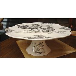 BLACK TRANSFER TOILE PEDESTAL CAKE PLATE STAND #2233166