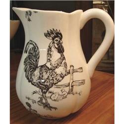 BLACK TRANSFER BARNYARD TOILE COUNTRY PITCHER #2233168