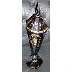 Bohemia Crystal Deep Blue Vase decagon #2176682