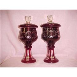 Two Red Bohemian Glass Candy Dishes #2176969