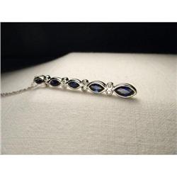 14K WG Sapphire Diamond Drop Necklace Pendant #2177277