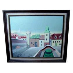 Italian European Villa Castle OIL PAINTING  #2177586