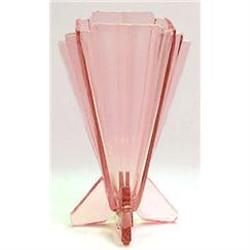 Czech Art Deco Glass Pink Winged Rocket Vase #2190219