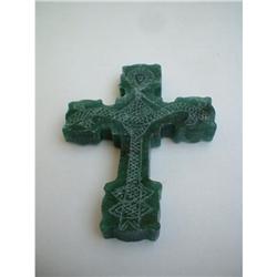 FINE DOUBLE SIDE CARVED JADE CROSS. #2190278