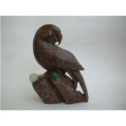 BROWN JADE 4 BOTTLE LIFE SIZE PARROT. #2190281