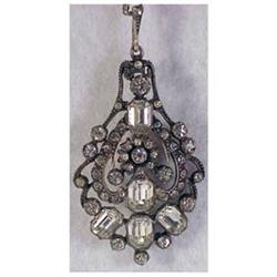 Georgian French Paste silver pendant & chain #2190286