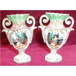 Miniature OLD Paris VASES Pair HP Scenes #2190357