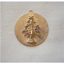 40's ~14K Y GOLD GEM SET XMAS TREE PENDANT #2190381