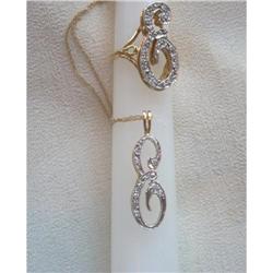 VINTAGE DIAMOND 'E' RING & PENDANT #2190382