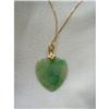 Image 1 : VINTAGE NEPHRITE JADE HEART ON 14K GOLD CHAIN #2190383
