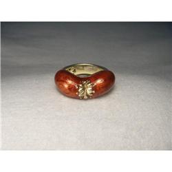 Rare 14K YG Enamel Designer Gold Cigar Ring #2190623
