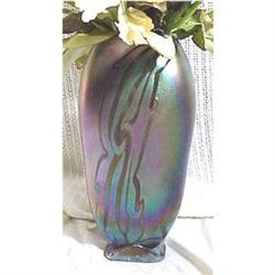 Iridescent art glass vase by Bruce Fruend #2190635