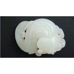 Chinese carved celadon jade fish  #2190734