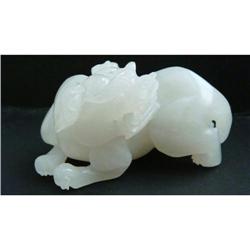 Chinese carved celadon jade foo dog #2190739