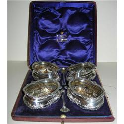 English Victorian Silver Set Four Salts #2190828