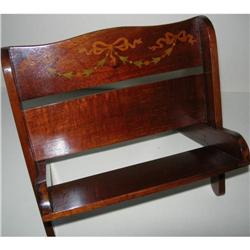 Marquetry Inlaid Mahogany Folding Book Rack #2190841