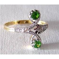 Antique Demantoid Garnet & Diamond Ring #2190861