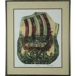 Viking Tomchuk woodcut limited edition numbered#2206665