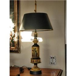 Metal Tole Lamp Yellow Black C.1920 #2206696