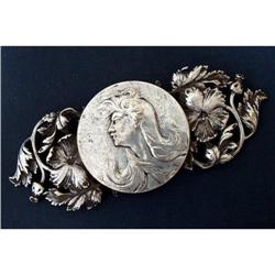 ANTIQUE FRENCH ART NOUVEAU SILVER BUCKLE #2206729
