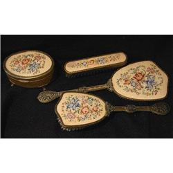 Emroidered Petit Point Silk and Brass Vanity #2206983