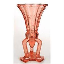 Czech Pink Depression Glass Deco Rocket Vase #2206987