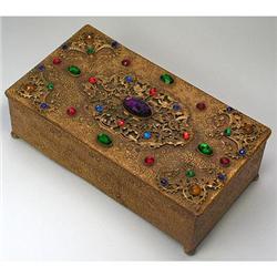 Jeweled Ornate Ormolu & Teak Jewelry Box #2206991