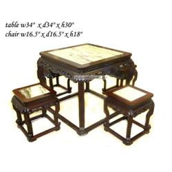 Vintage Rosewood Marble Ru-Yi Apron Table Set #2207514