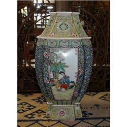 Chinese Famille Porcelain Cross Shape Vase #2207518