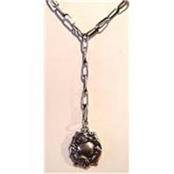 Antique Sterling Silver Link Necklace With Fob #2207562