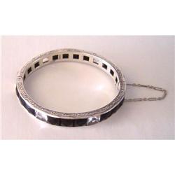 Antique French Jet & Sterling Silver Bangle  #2207566