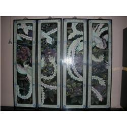 Chinese Painted Boxwood Panels Carved #2220033