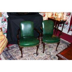 Mahogany Arm Chair Leather Swan Leg  #2220043