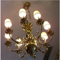 Antique Brass Chandelier White Shades #2220079