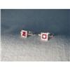 Image 1 : 14K WG White Gold Ruby Diamond Huggie Earrings #2220240