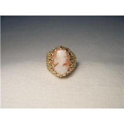 Estate 14K YG Yellow Gold Filigree Cameo Ring #2220251