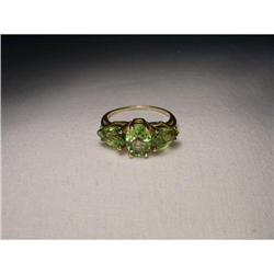 Unique Estate 14K Gold Peridot Tri-Stone Ring #2220270