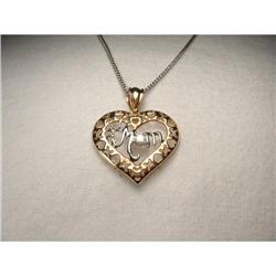 14K 10K WG Pink Gold Diamond Mom Heart Pendant #2220285