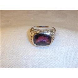 Estate 14K WG Gold Filigree Huge Amethyst Ring #2220299
