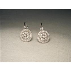 14K White Gold Pave Diamond Filigree Earrings #2220344