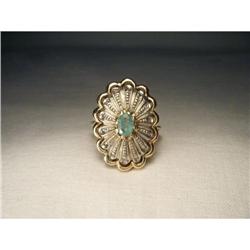 18K Pink Gold Rose Cut Diamond Emerald Ring #2220351