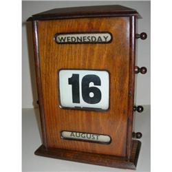 Oversized Antique Oak Perpetual Desk Calendar #2220591