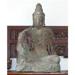 Antique Chinese Wood Colorful Kwan Yin Statue  #2220600