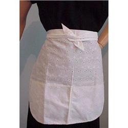 VINTAGE FANCY LADIES APRON - WHITE EYELET #2226368