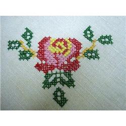 ANTIQUE LINEN  NAPKINS - EMBROIDERY ROSES #2226384