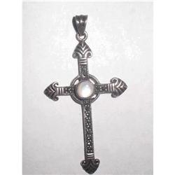 Deco Marcasite, Moonstone & Silver Crucifix #2226519