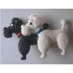 Art Deco Celluloid Poodle Dogs Brooch  #2226522